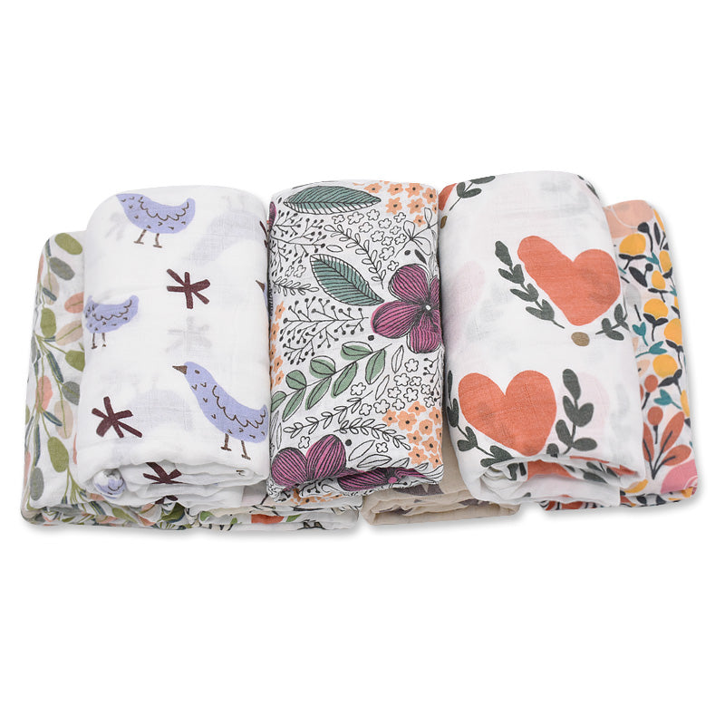 Newborn Swaddle: Bamboo Cotton Baby Blanket 120x120cm Muslin Wrap