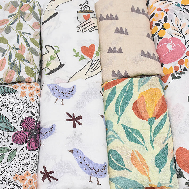 Newborn Swaddle: Bamboo Cotton Baby Blanket 120x120cm Muslin Wrap