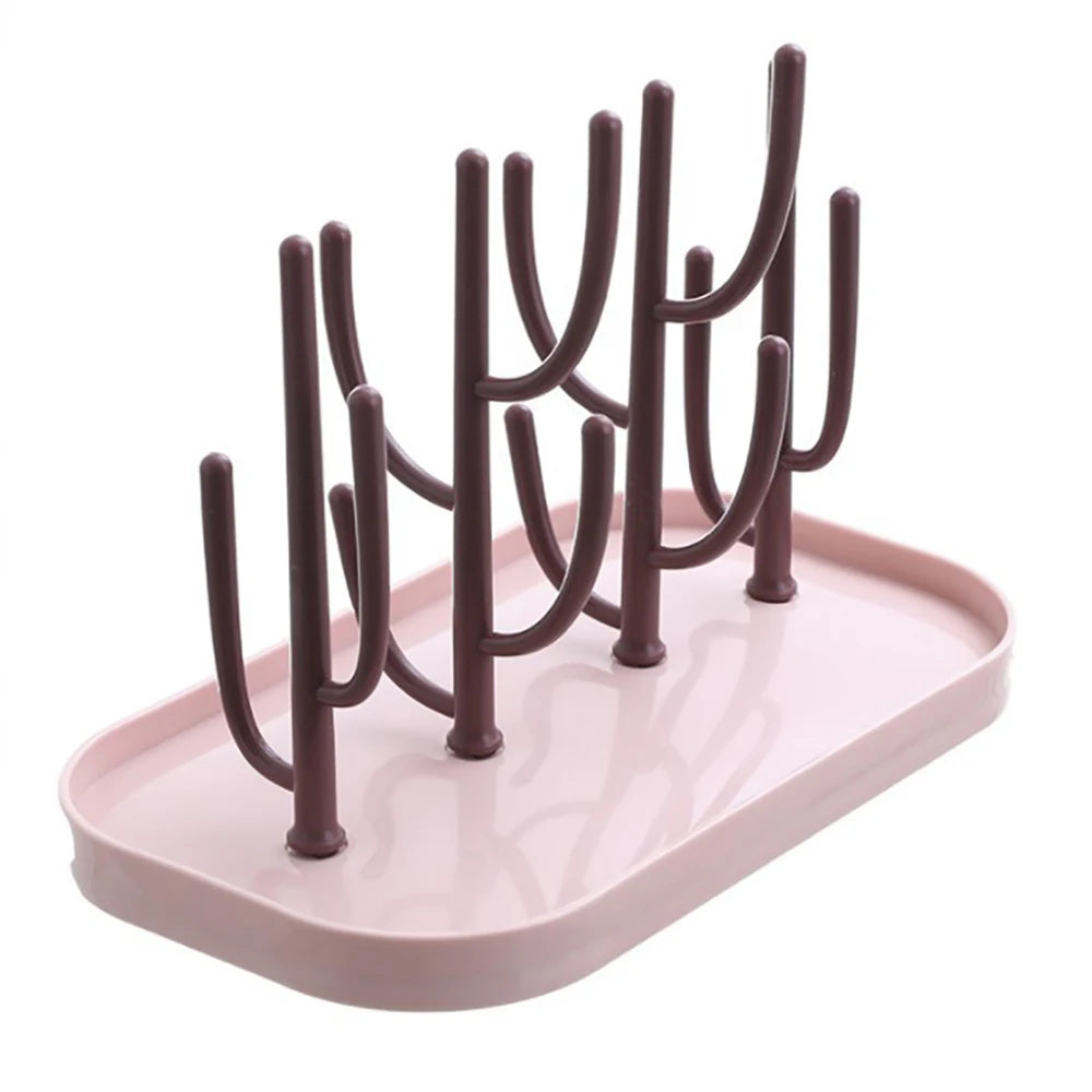 Bottle Drying Rack Pink Beige Cup Holder Storage