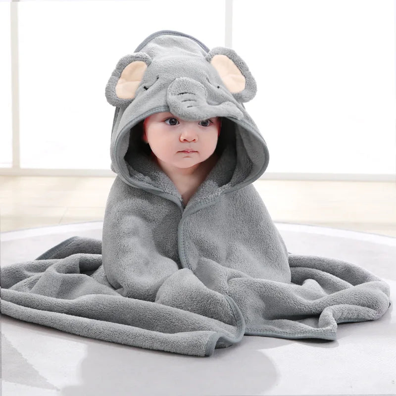 Blankets Swaddle - Cartoon Baby Bathrobe Hooded Towel