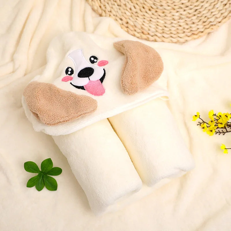 Blankets Swaddle - Cartoon Baby Bathrobe Hooded Towel