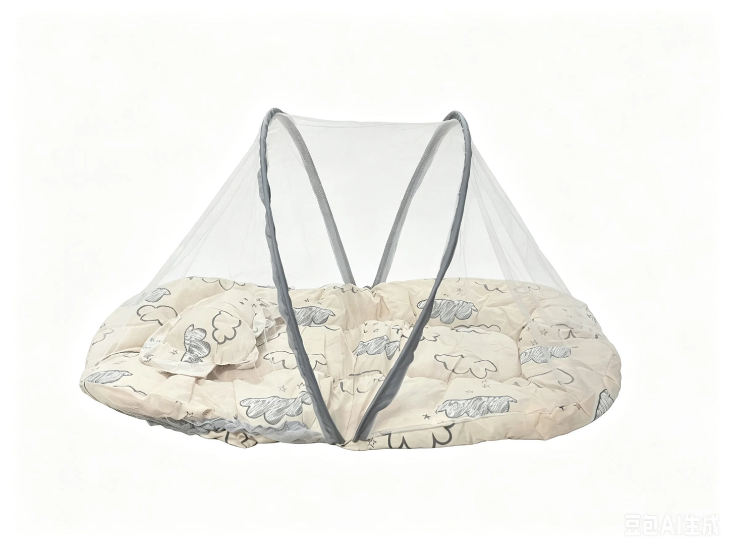 Foldable Baby Bed Mosquito Net Portable Baby Crib Netting Polyester with Pillow and Cotton Padding - Easy Installation Netting