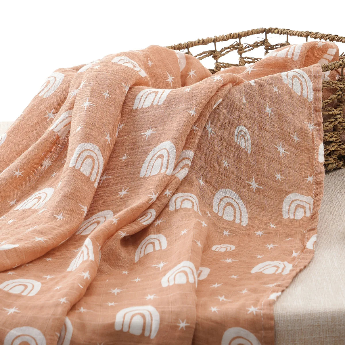 Newborn Swaddle: Bamboo Cotton Baby Blanket 120x120cm Muslin Wrap