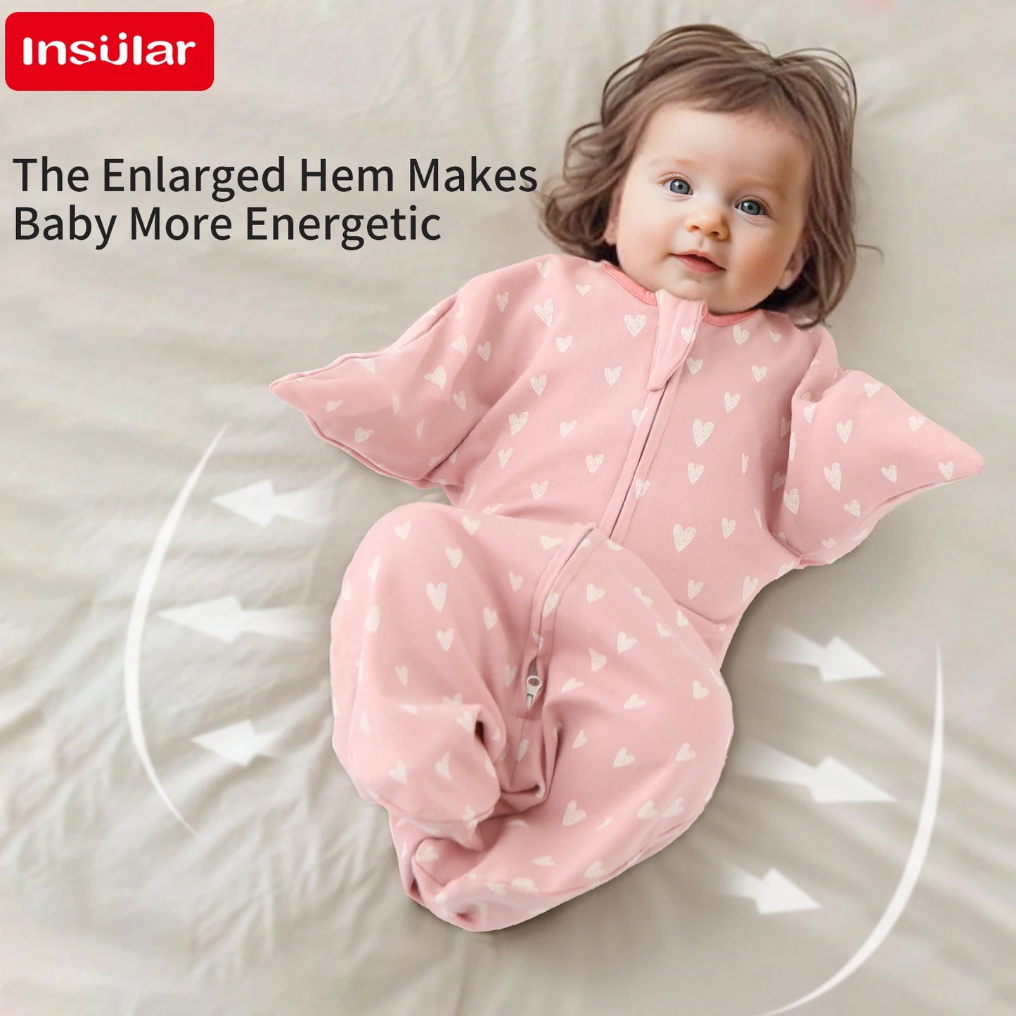 INSULAR Newborn Sleep Sack - Soft Cotton Anti-Startle Blanket
