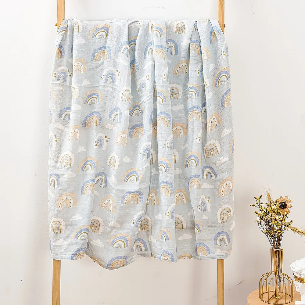 Newborn Swaddle: Bamboo Cotton Baby Blanket 120x120cm Muslin Wrap