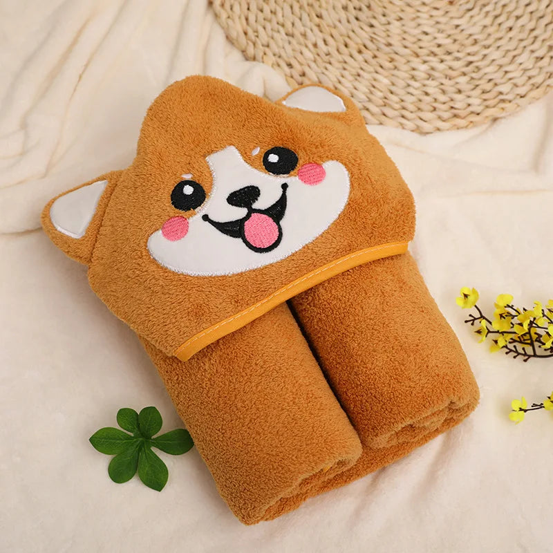 Blankets Swaddle - Cartoon Baby Bathrobe Hooded Towel
