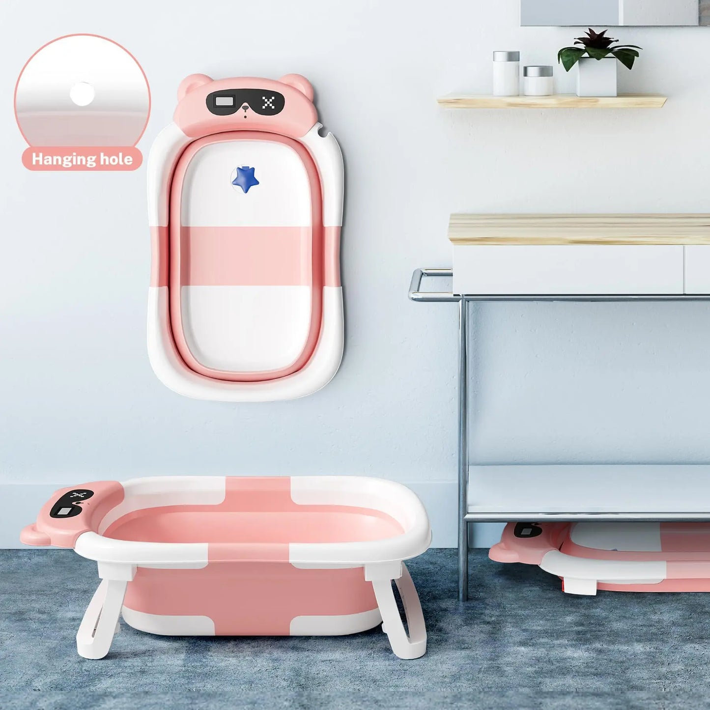 Foldable Baby Bath Basin with Temp Sensor