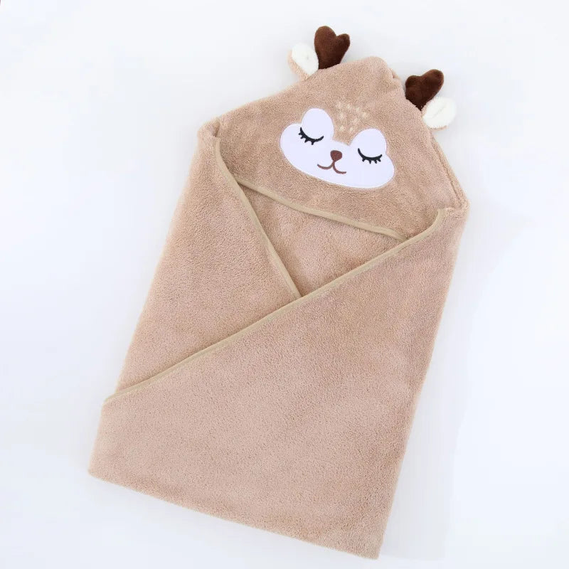 Blankets Swaddle - Cartoon Baby Bathrobe Hooded Towel
