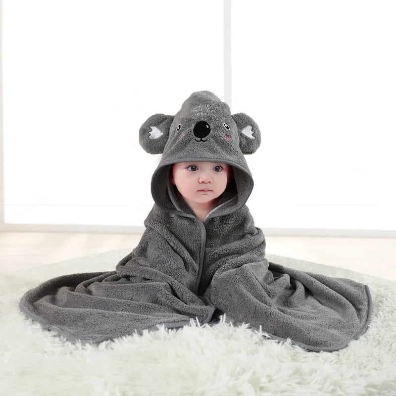 Blankets Swaddle - Cartoon Baby Bathrobe Hooded Towel