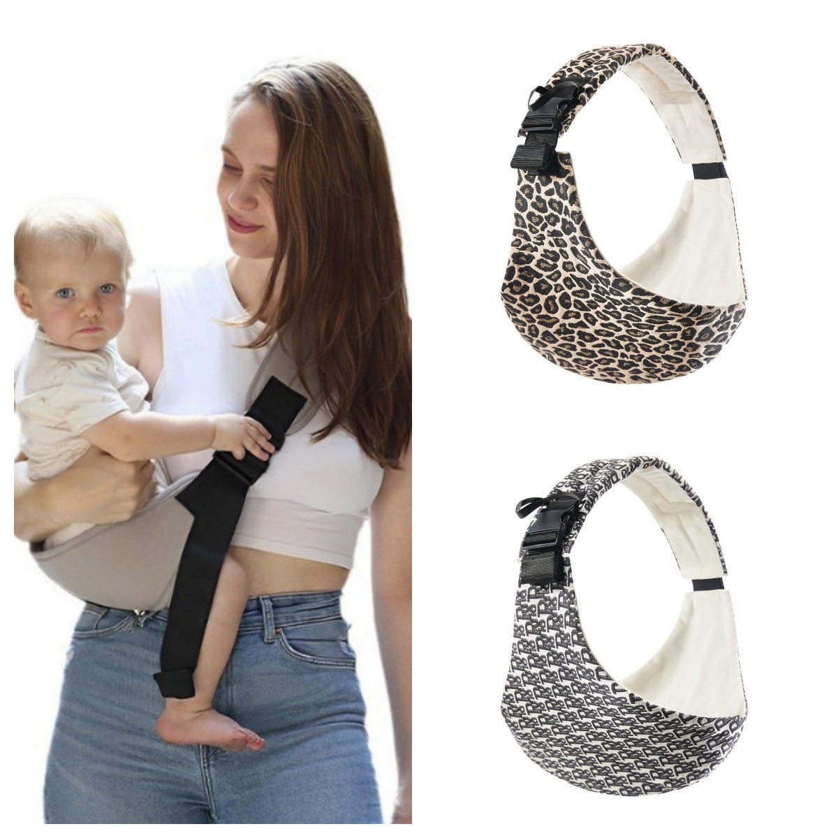 Baby Safety Carrier: Leopard Pattern Front & Back Support
