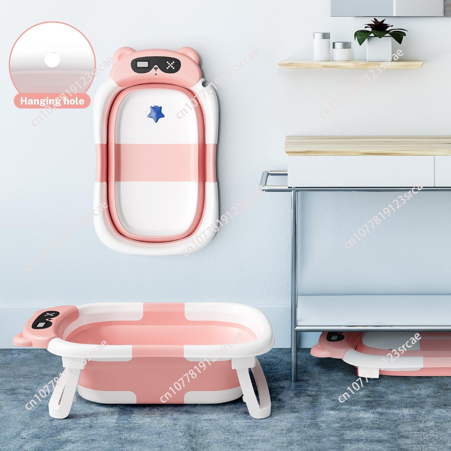 Foldable Baby Bath Basin with Temp Sensor