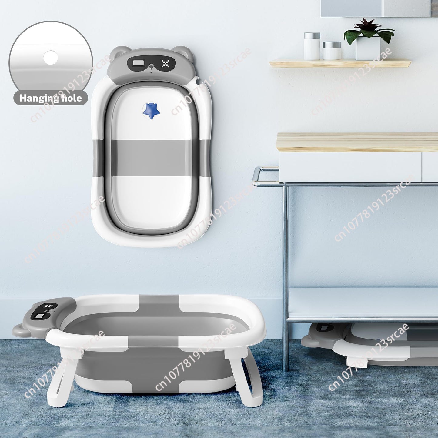 Foldable Baby Bath Basin with Temp Sensor