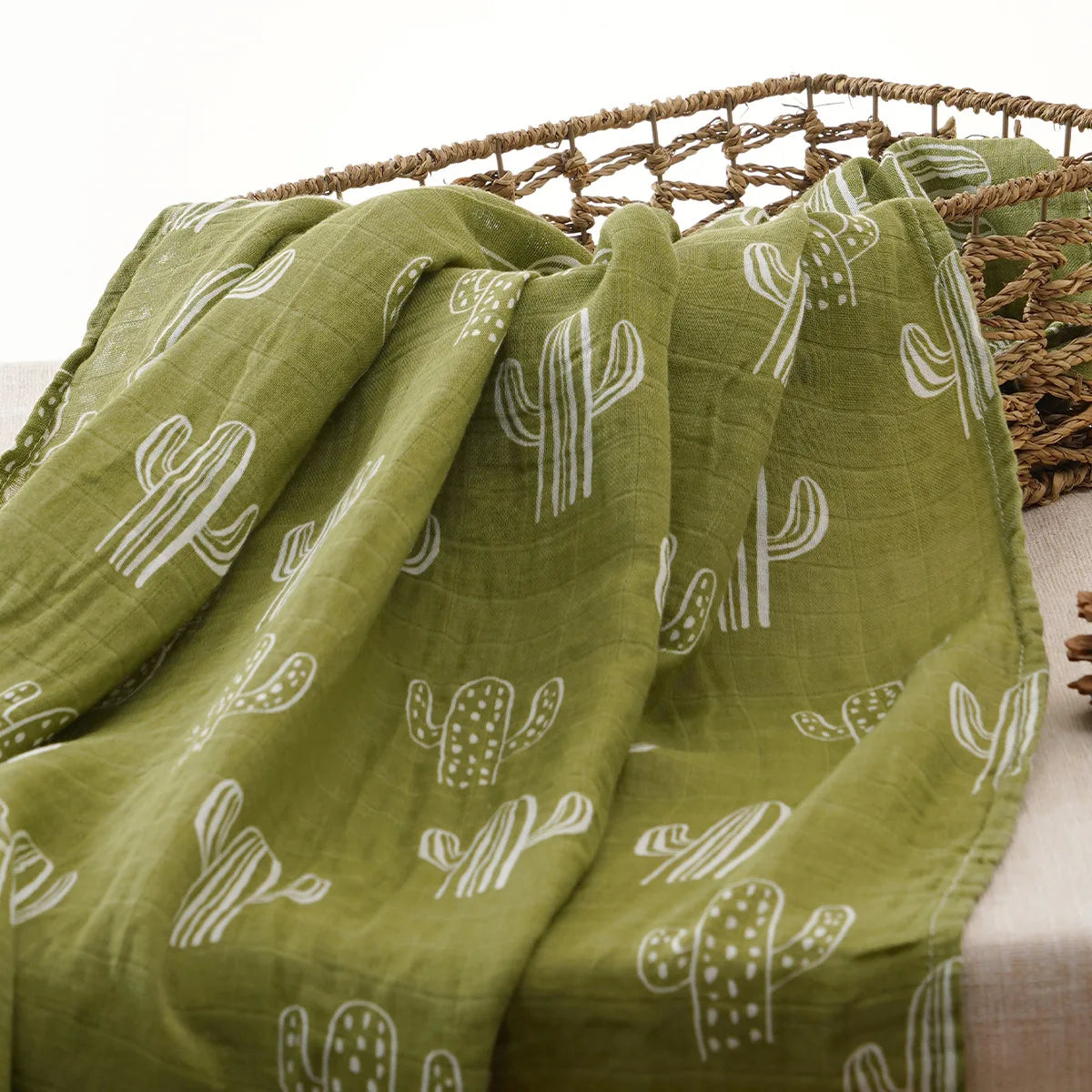 Newborn Swaddle: Bamboo Cotton Baby Blanket 120x120cm Muslin Wrap