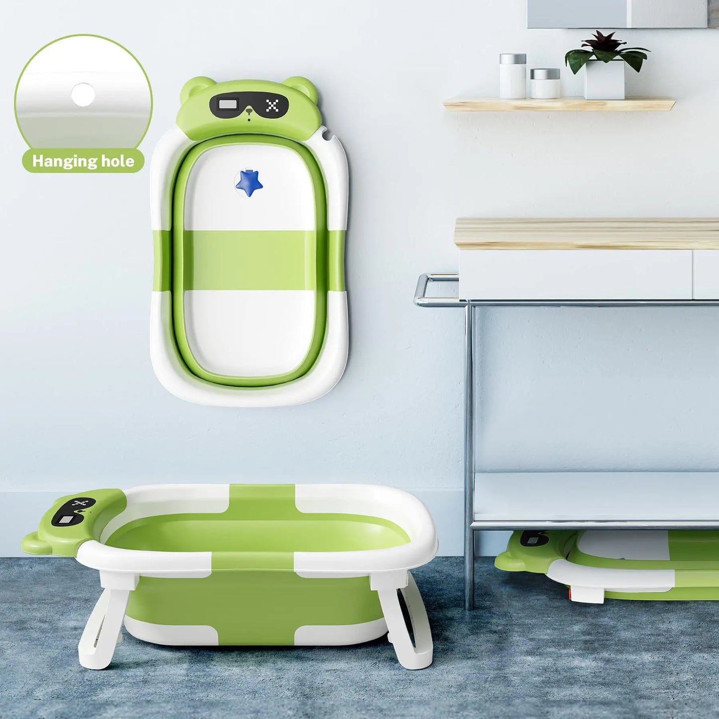 Foldable Baby Bath Basin with Temp Sensor