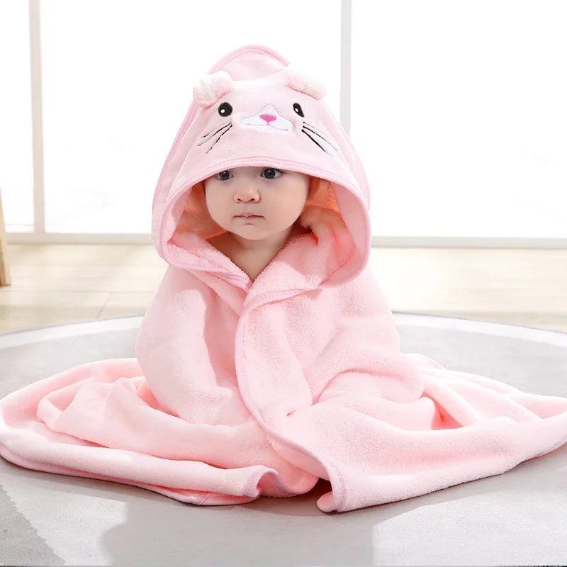 Blankets Swaddle - Cartoon Baby Bathrobe Hooded Towel