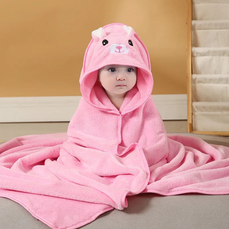 Blankets Swaddle - Cartoon Baby Bathrobe Hooded Towel