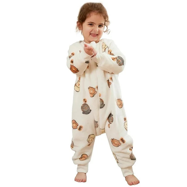MICHLEY Cartoon Owl Kids Sleeping Bag Cute Flannel Sack Sleepsack Thick Warm Sleepwear Wearable Blanket Bodysuit 1-6T Gifts