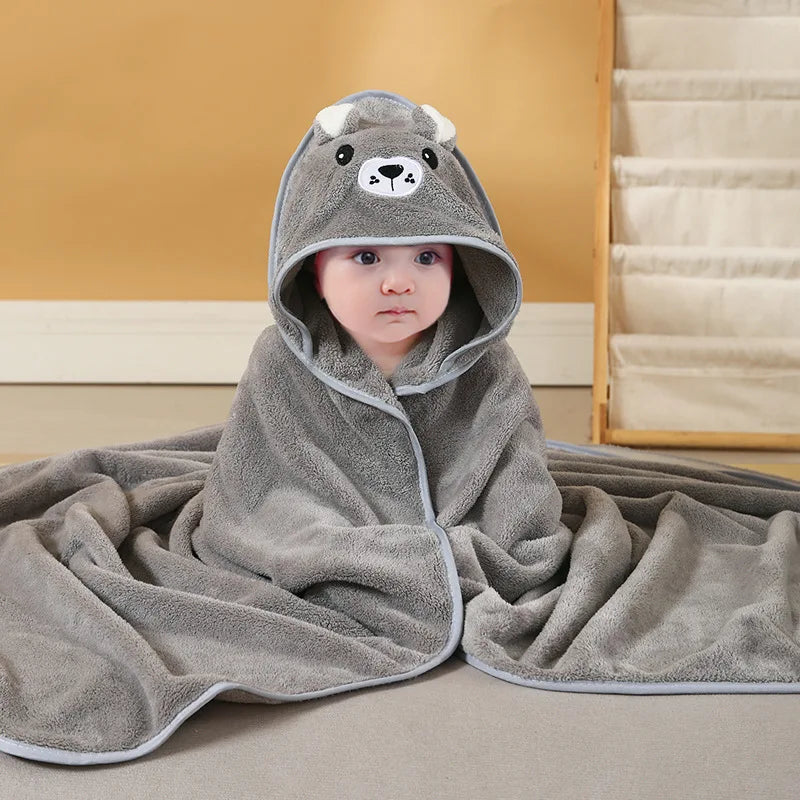 Blankets Swaddle - Cartoon Baby Bathrobe Hooded Towel