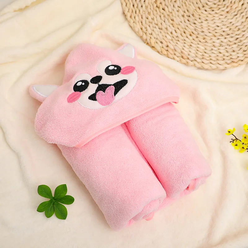 Blankets Swaddle - Cartoon Baby Bathrobe Hooded Towel