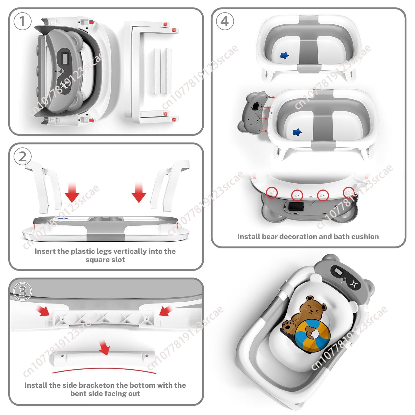 Foldable Baby Bath Basin with Temp Sensor