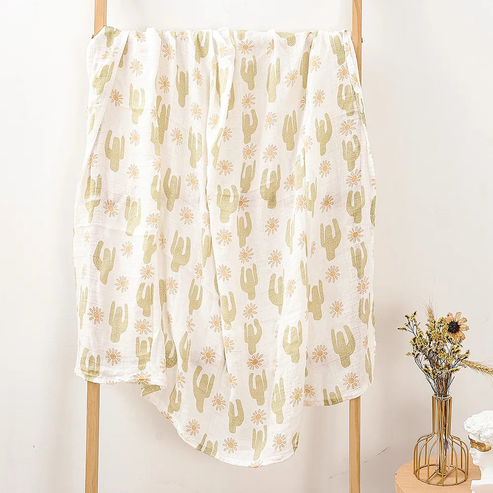 Newborn Swaddle: Bamboo Cotton Baby Blanket 120x120cm Muslin Wrap