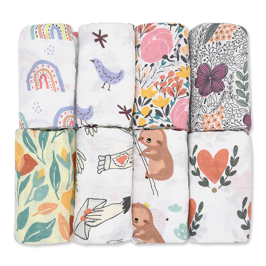 Newborn Swaddle: Bamboo Cotton Baby Blanket 120x120cm Muslin Wrap