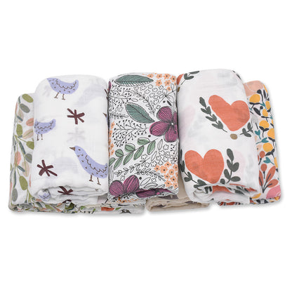 Newborn Swaddle: Bamboo Cotton Baby Blanket 120x120cm Muslin Wrap