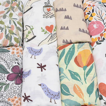 Newborn Swaddle: Bamboo Cotton Baby Blanket 120x120cm Muslin Wrap