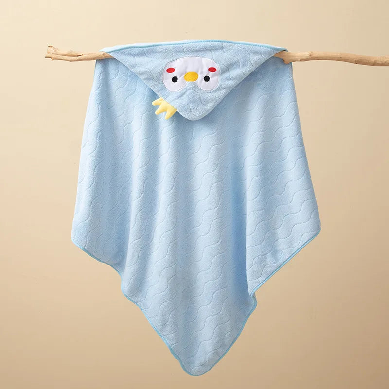 Swaddle Blankets: Toddler Bathrobe Hooded Coral Fleece Towel Blanket