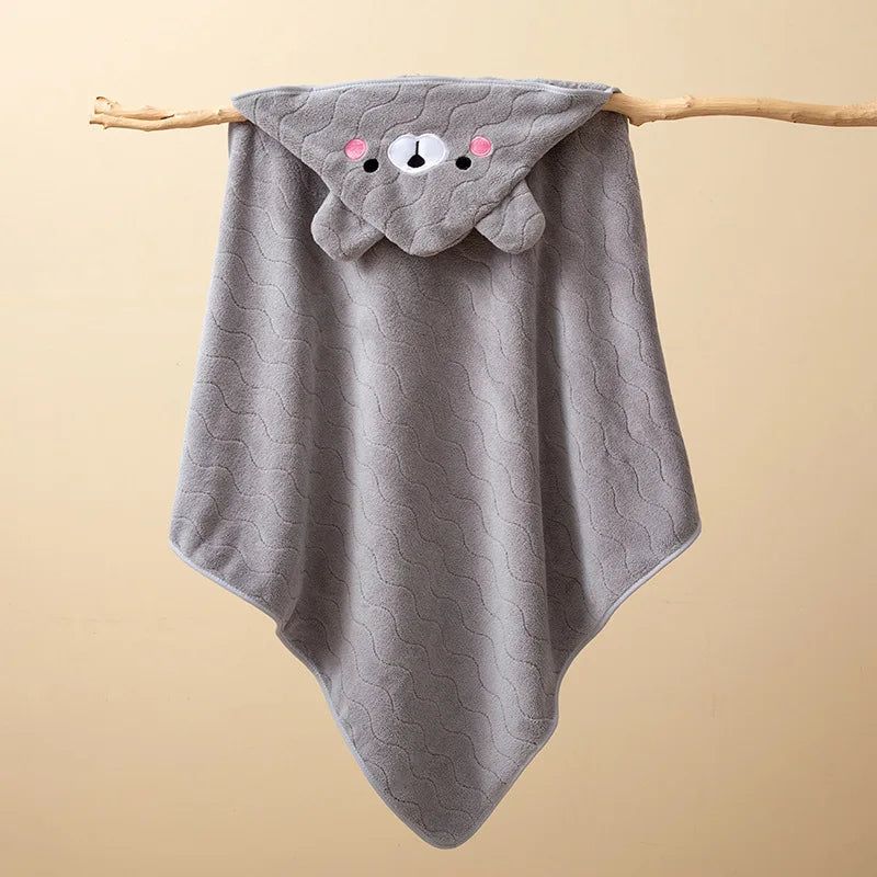 Swaddle Blankets: Toddler Bathrobe Hooded Coral Fleece Towel Blanket