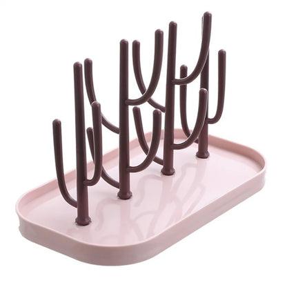 Bottle Drying Rack Pink Beige Cup Holder Storage