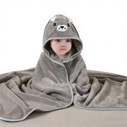 Swaddle Blankets: Toddler Bathrobe Hooded Coral Fleece Towel Blanket