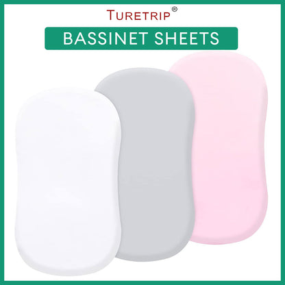 Bassinet Sheets 3 Pack - Soft, Silky, Breathable for Girls