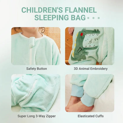 MICHLEY Cartoon Owl Kids Sleeping Bag Cute Flannel Sack Sleepsack Thick Warm Sleepwear Wearable Blanket Bodysuit 1-6T Gifts