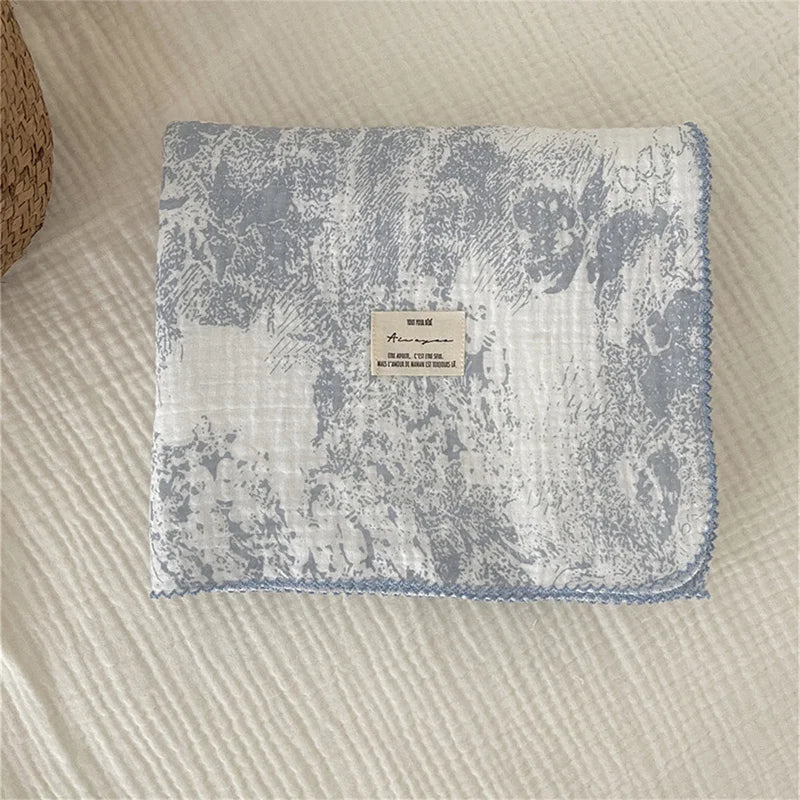 Baby Bath Towel Kids Swaddle Wrap Bedding Pure Cotton Bubble Muslin Blanket 2 Layers Infant Gauze Receiving Blanket