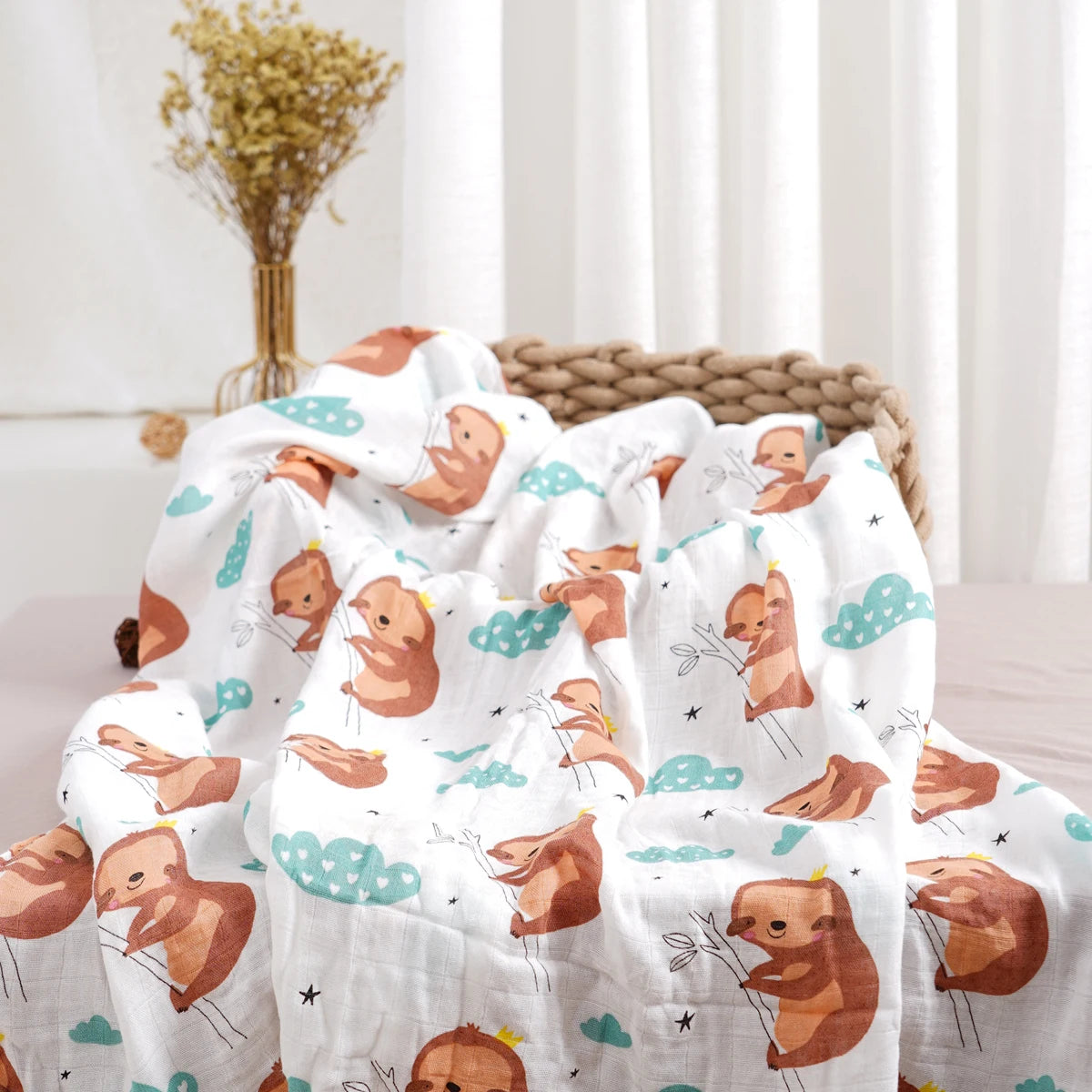 Elinfant 1 PC Baby Swaddle Blanket Bamboo Cotton Soft Baby Blankets Newborn Muslin Swaddle Blanket for Newborn Girl and Boy Baby