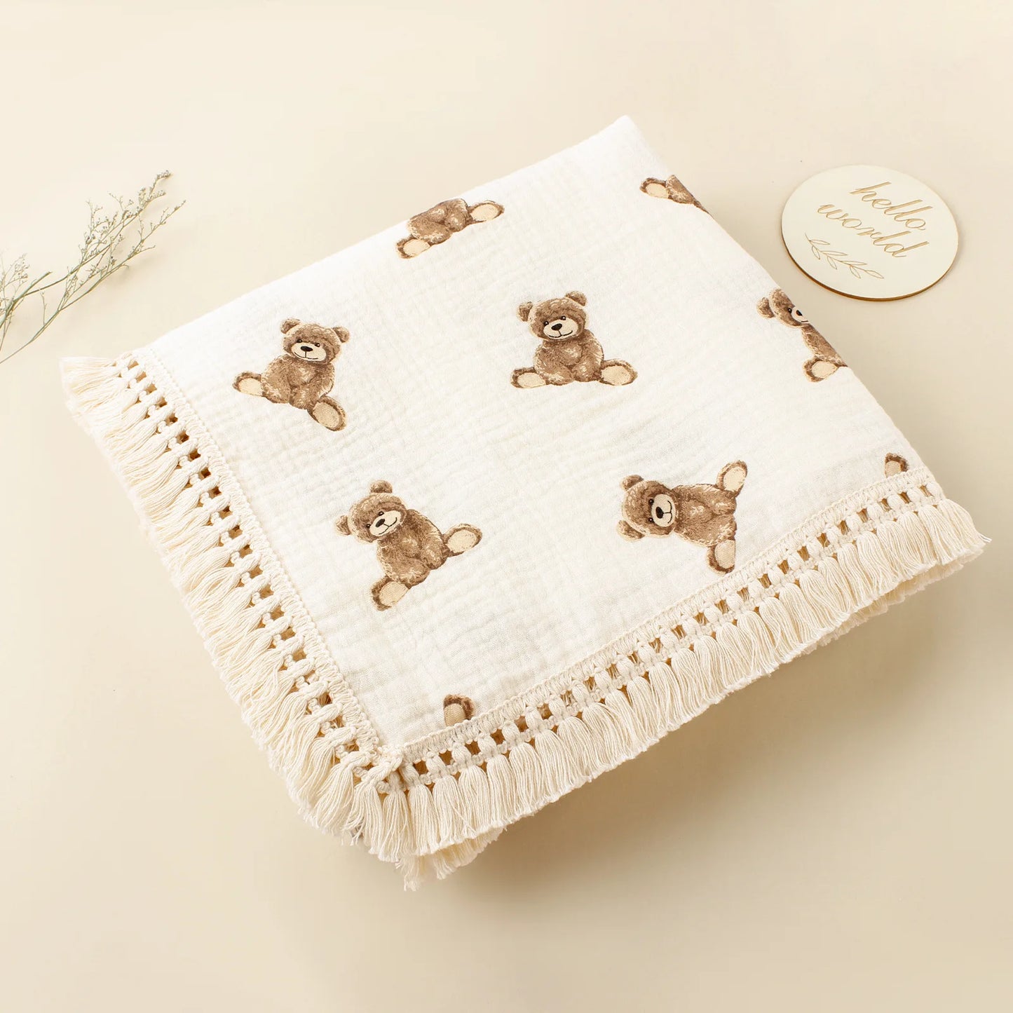 Floral Print Baby Blanket Cotton Summer Muslin Swaddle Gauze Stroller Cover Sunflower Tassel Baby Bath Towel Newborn Bedding