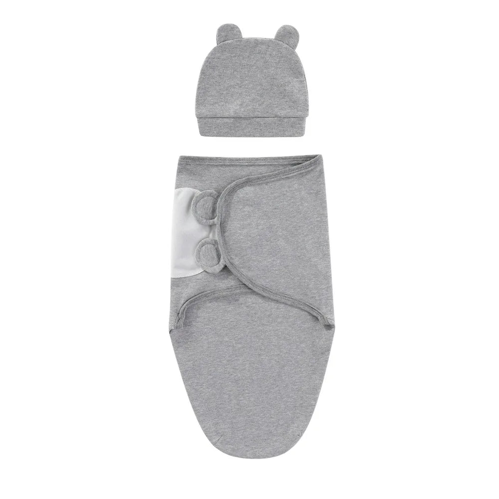 ZOETOPKID Baby Blanket and Hat Set pure Cotton Newborn Swaddle Adjustable Infant Wraps Applicable 4 Seasons 0-3 Months Blankets