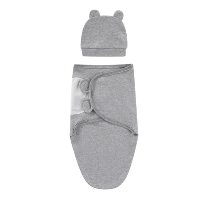 ZOETOPKID Baby Blanket and Hat Set pure Cotton Newborn Swaddle Adjustable Infant Wraps Applicable 4 Seasons 0-3 Months Blankets