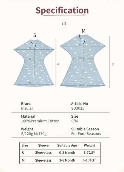 Newborn Swaddle: Baby Sleeping Bags 100% Cotton Swaddle 0-12M Summer Thin