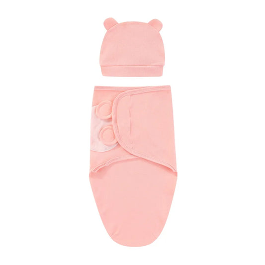ZOETOPKID Baby Blanket and Hat Set pure Cotton Newborn Swaddle Adjustable Infant Wraps Applicable 4 Seasons 0-3 Months Blankets