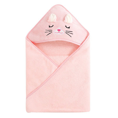 Swaddle Blankets: Toddler Bathrobe Hooded Coral Fleece Towel Blanket