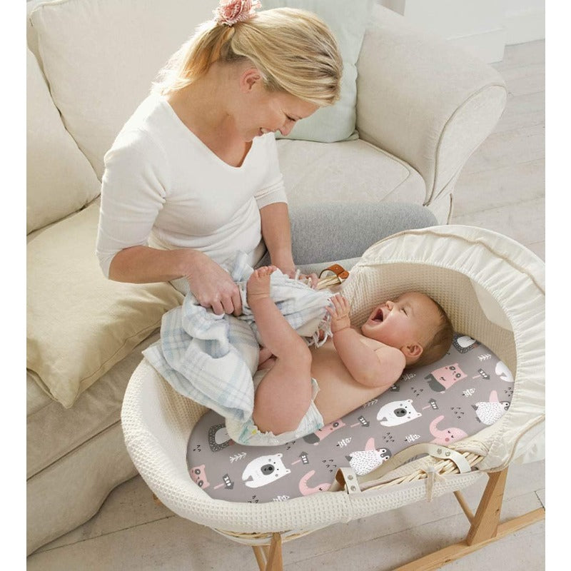 Bassinet Sheets Fitted For Baby - Universal Fit for Cradle & Basket