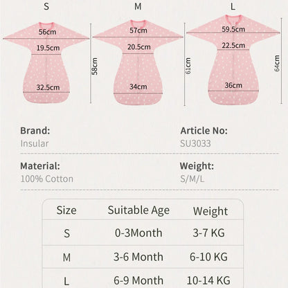 INSULAR Newborn Sleep Sack - Soft Cotton Anti-Startle Blanket