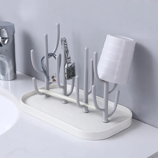 Bottle Drying Rack Pink Beige Cup Holder Storage