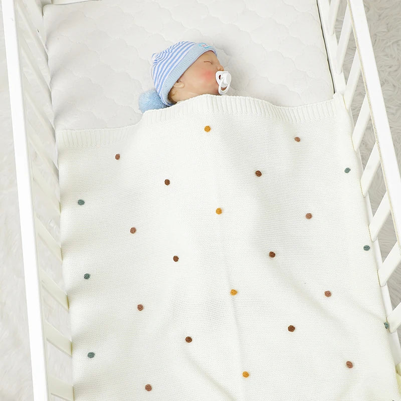 Baby Blanket Knit Stroller Swaddling 90*70CM Sleeping Sack Fashion Colored Dot Newborn Girls Bedding Quilt Boys Plaid Super Soft
