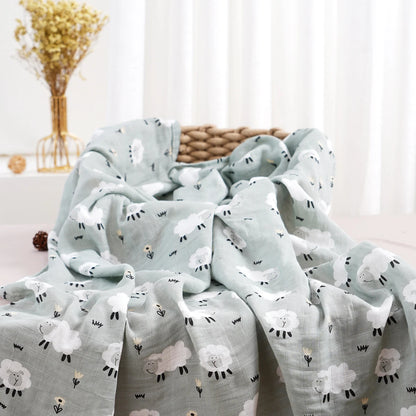 Elinfant 1 PC Baby Swaddle Blanket Bamboo Cotton Soft Baby Blankets Newborn Muslin Swaddle Blanket for Newborn Girl and Boy Baby