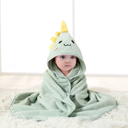 Swaddle Blankets: Toddler Bathrobe Hooded Coral Fleece Towel Blanket