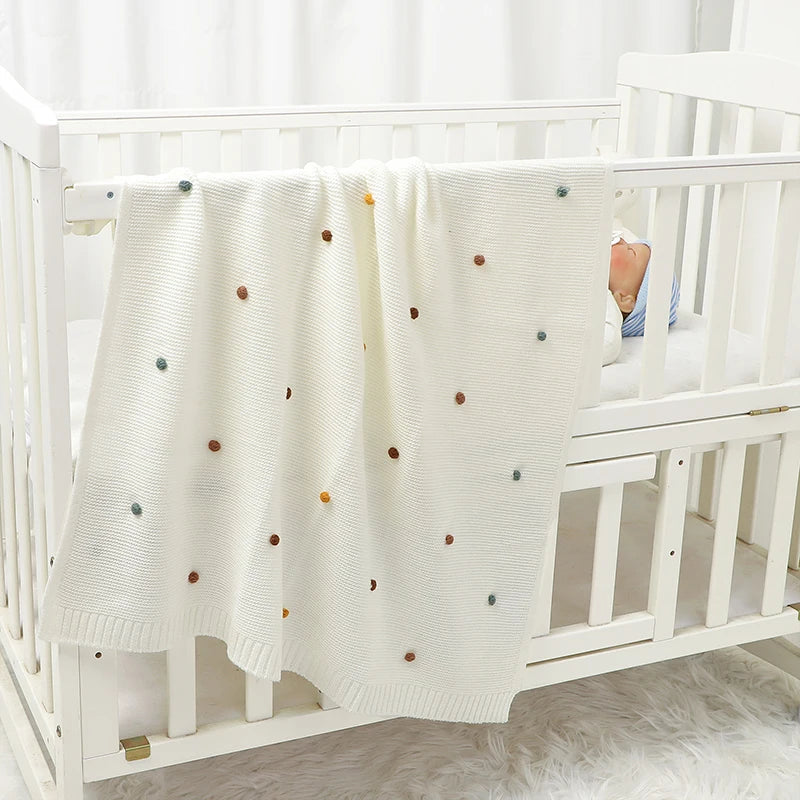 Baby Blanket Knit Stroller Swaddling 90*70CM Sleeping Sack Fashion Colored Dot Newborn Girls Bedding Quilt Boys Plaid Super Soft
