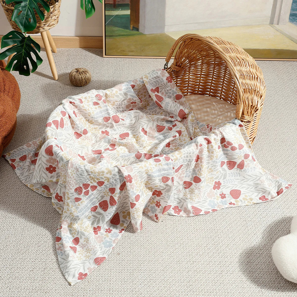 Elinfant 1 PC Baby Swaddle Blanket Bamboo Cotton Soft Baby Blankets Newborn Muslin Swaddle Blanket for Newborn Girl and Boy Baby